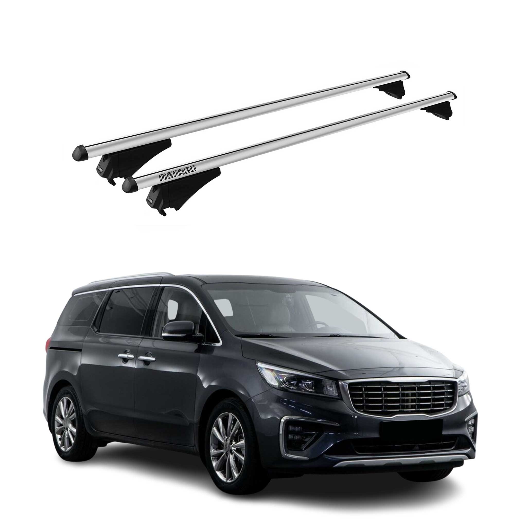 Tiger Barres de toit transversales pour Kia Carnival 2014-2020 Aluminium Gris 2x