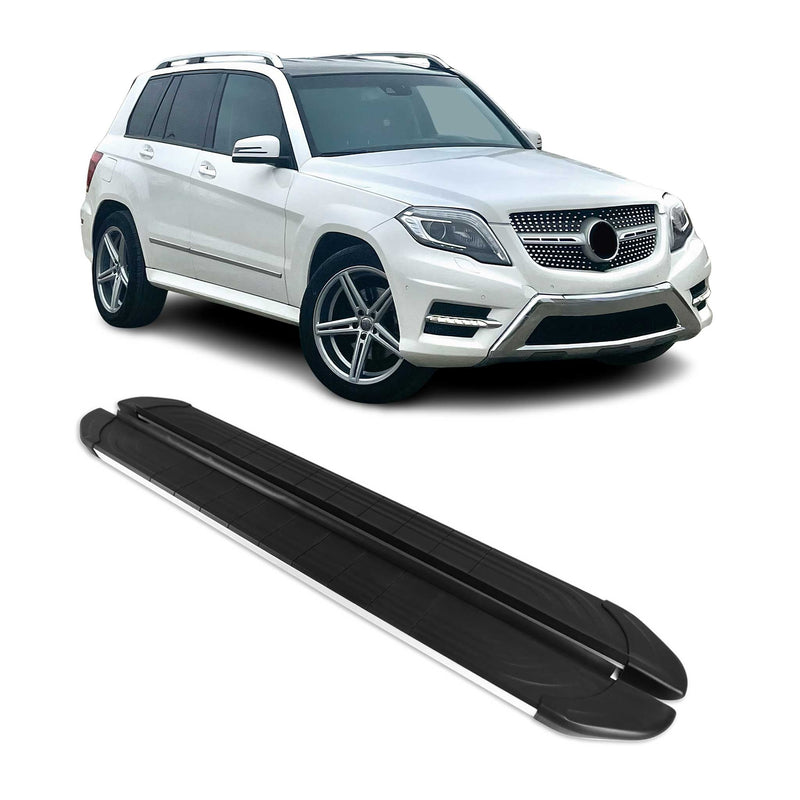 Marchepieds Latéraux pour Mercedes GLK X204 2008-2015 Alu Gris Noir 2Pcs
