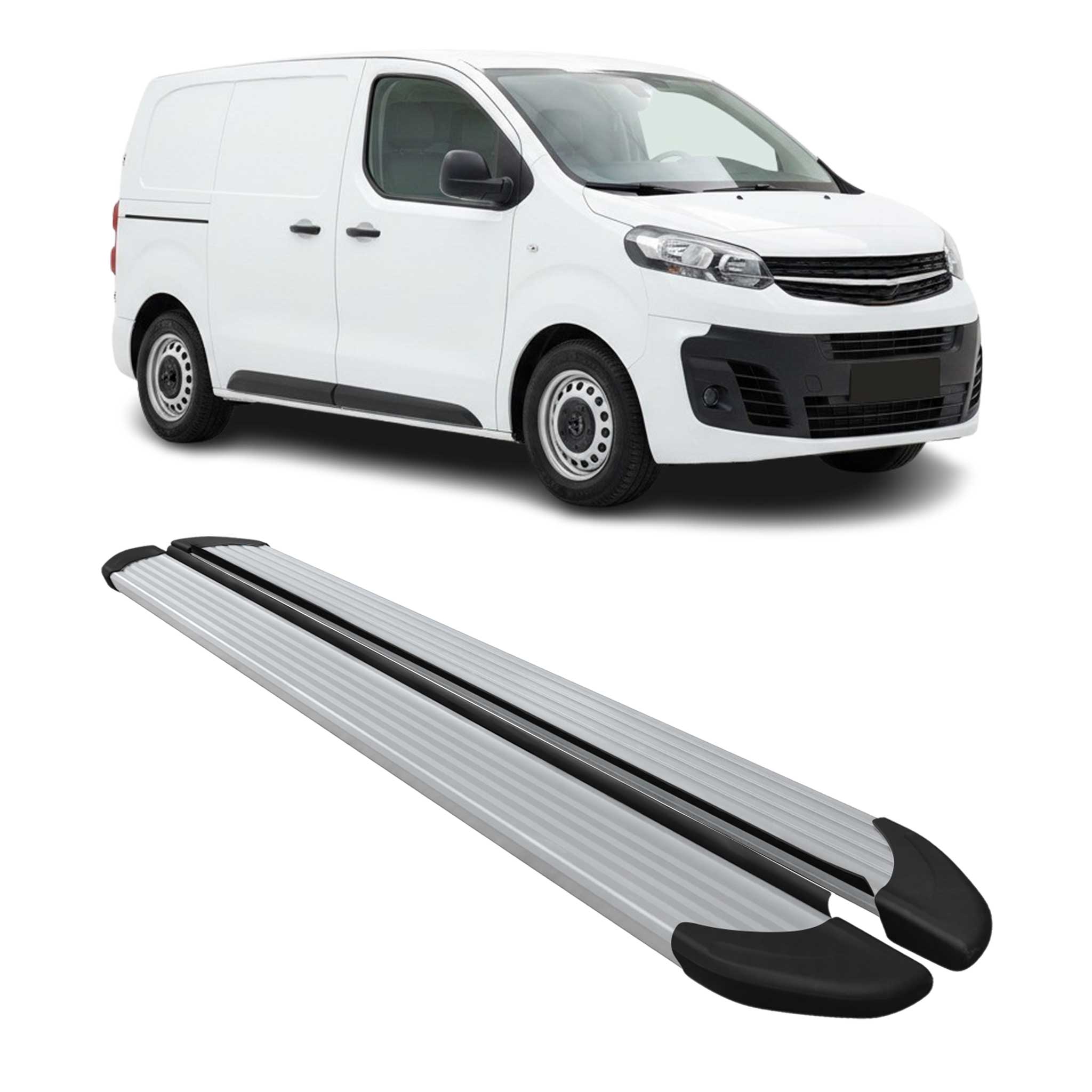 Marchepieds Latéraux pour Opel Vivaro C 2019-2026 Aluminium Argent L1 Court 2Pcs