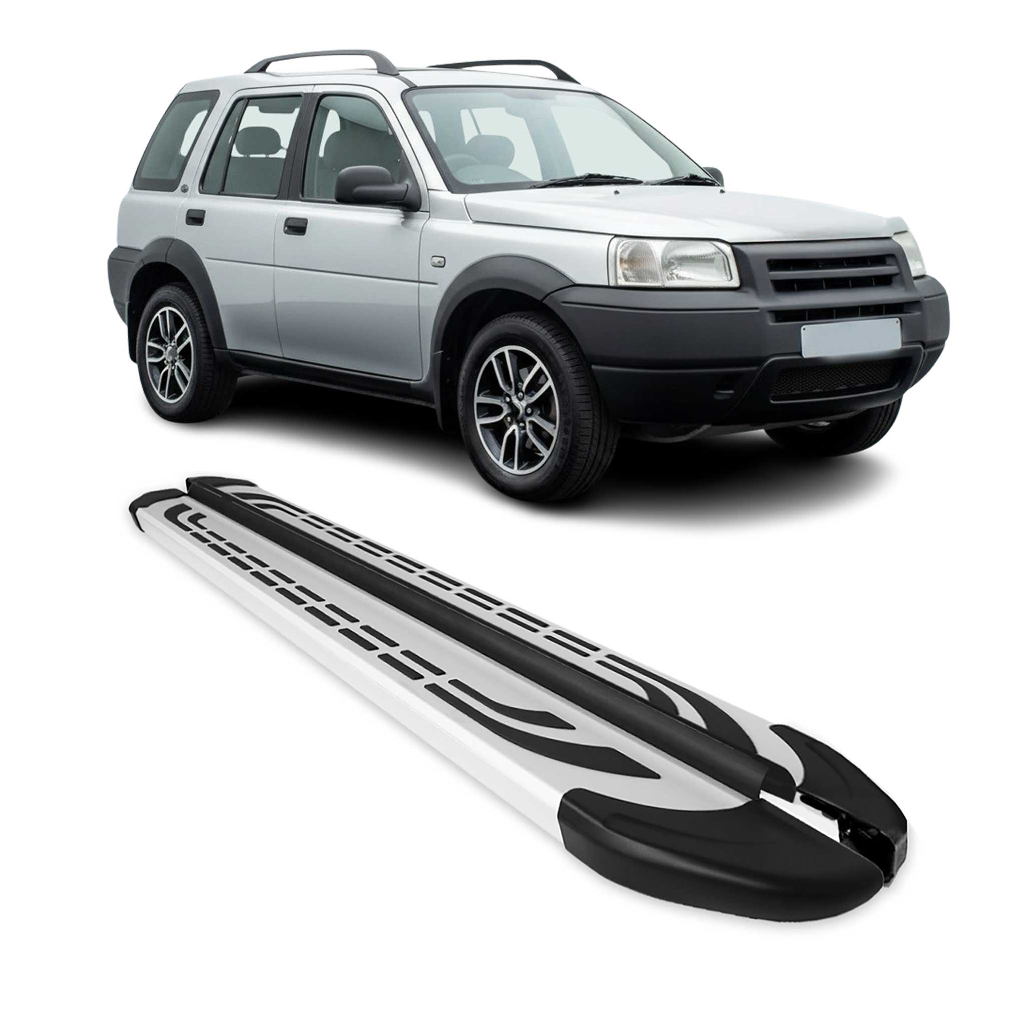Marchepieds Latéraux pour Land Rover Freelander 1997-2006 Aluminium Gris 2Pcs