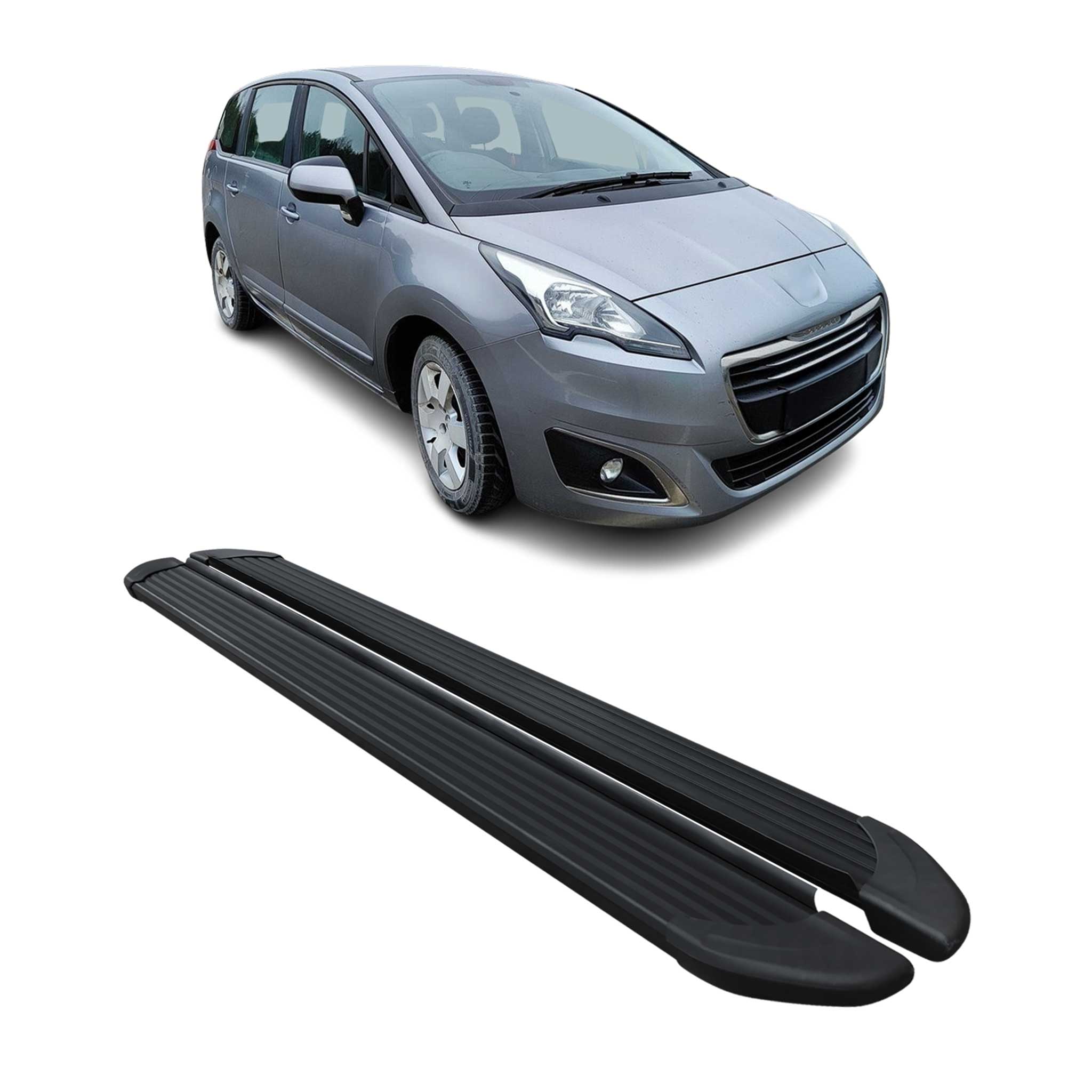 Marchepieds Latéraux pédale pour Peugeot 5008 2009-2016 Noir Aluminium 2Pcs