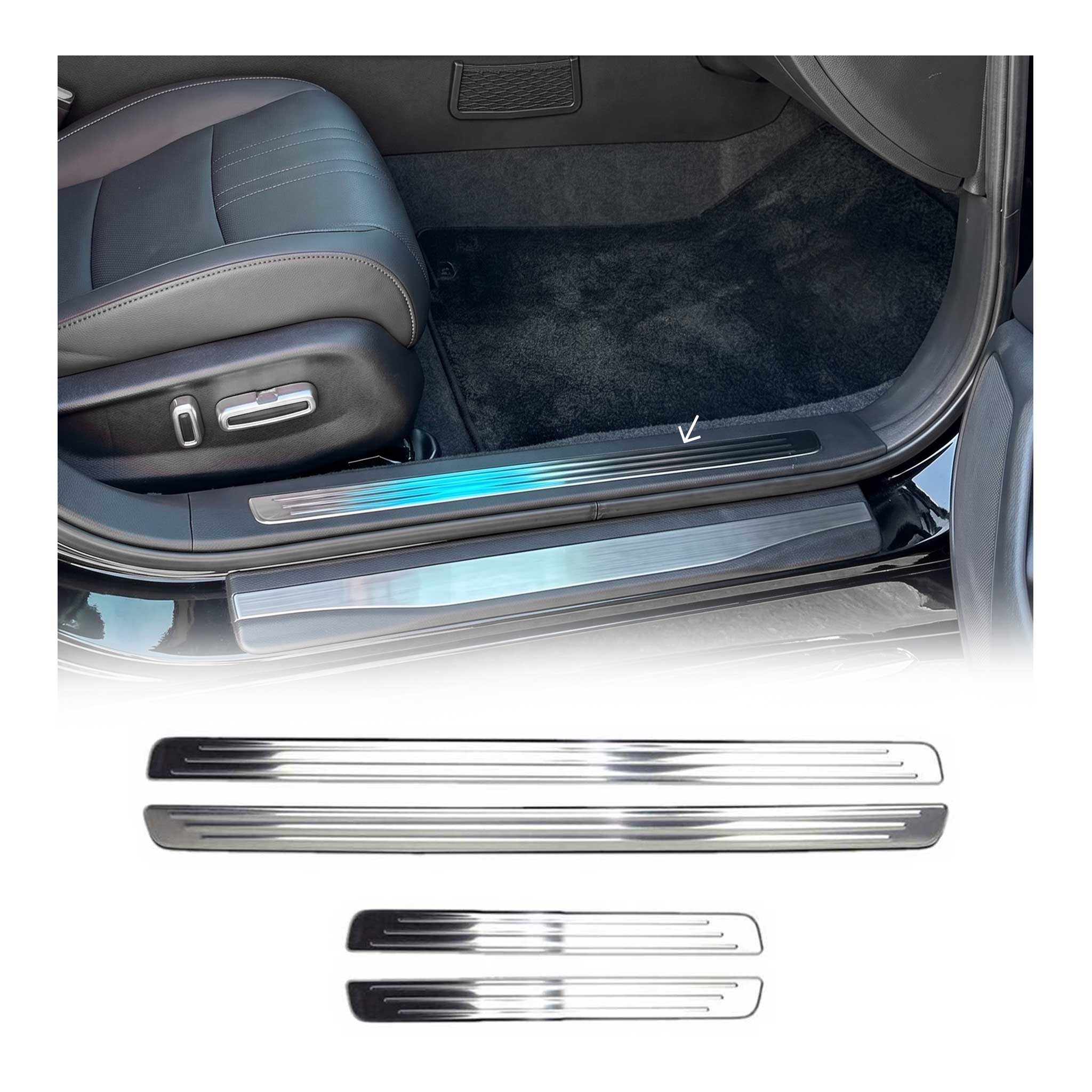 Couverture de Seuil de porte pour VW Tiguan 2016-2020 acier inox chromé 4 Pcs