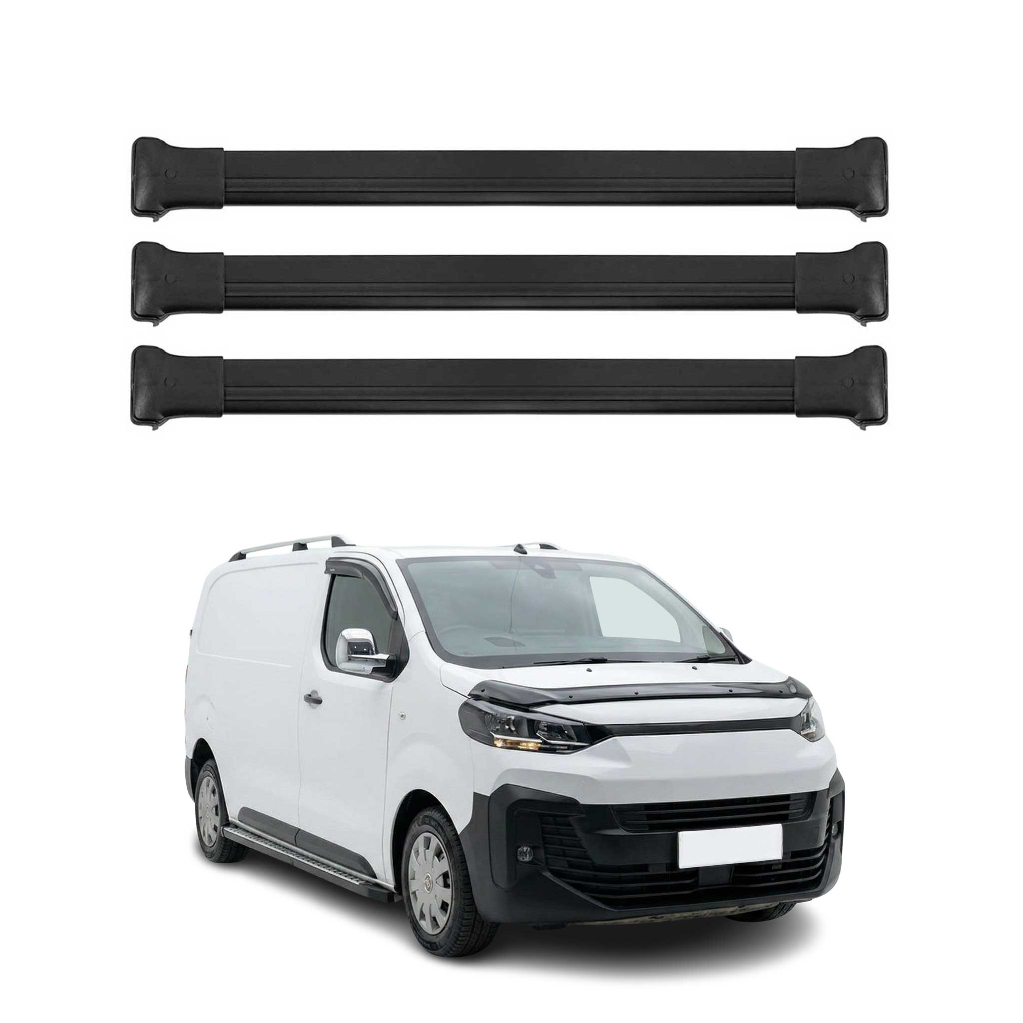 Barres de toit transversales pour Fiat Scudo 2022-2026 Aluminium Noir 3 pcs