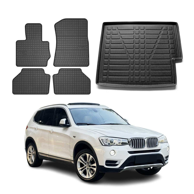 Kit Tapis de sol et coffre pour BMW X3 F25 2010-2017 Noir TPE