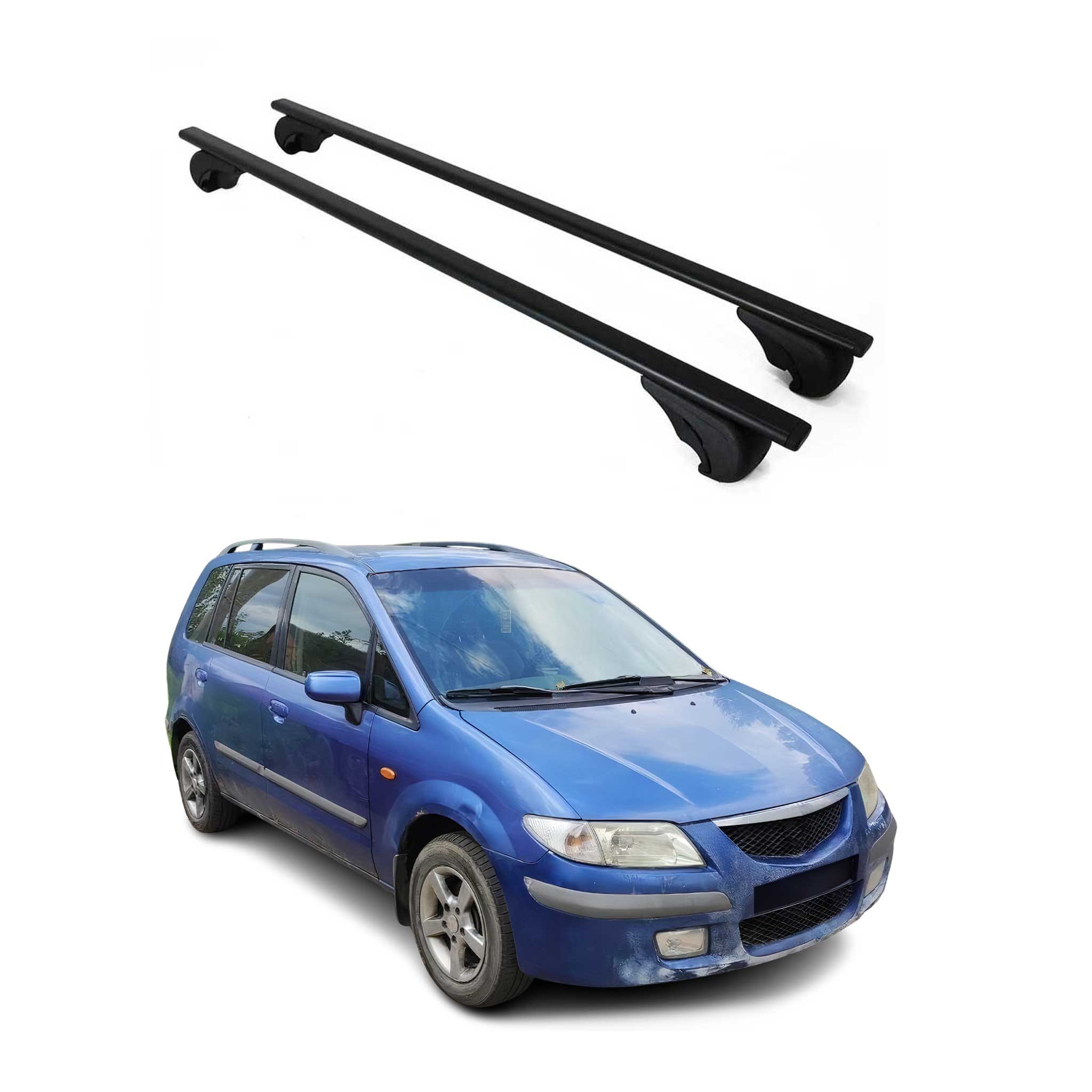 Barres de toit Transversales pour Mazda Premacy 2002-2004 Fer Noir