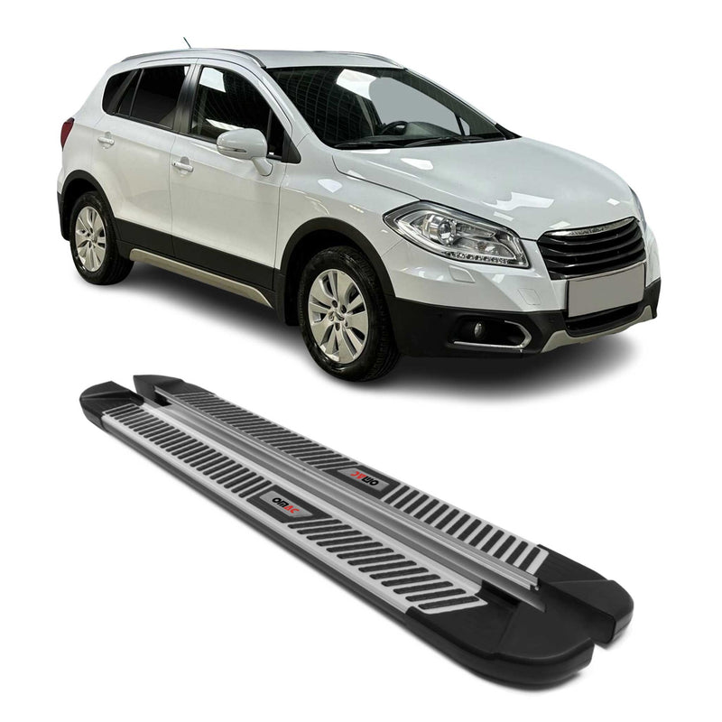 Marchepieds Latéraux pour Suzuki S-Cross 2013-2020 Noir Gris Aluminium 2Pcs