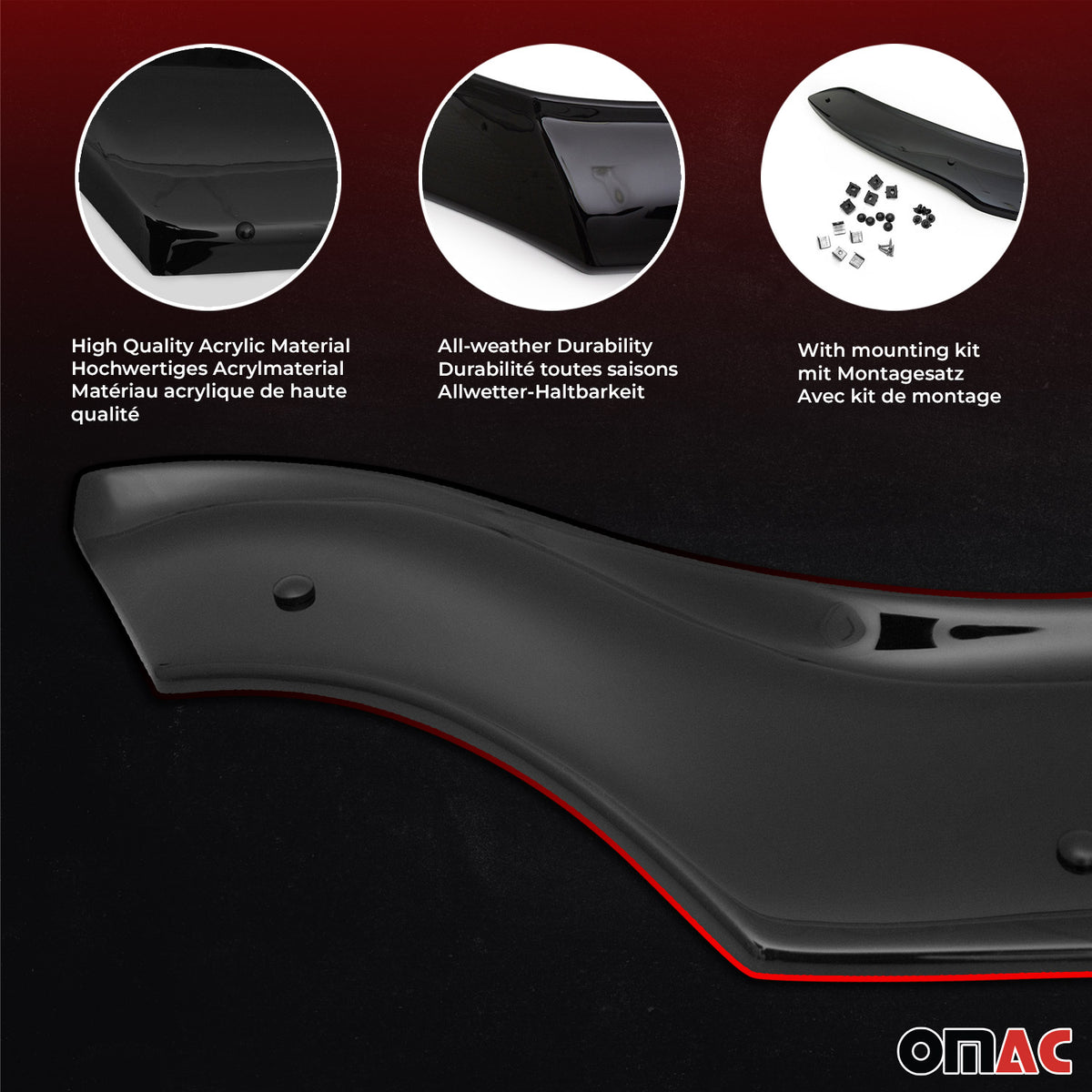 Deflecteurs d'air capot de voiture pour Peugeot Partner 1996-2008 Acrylique Noir