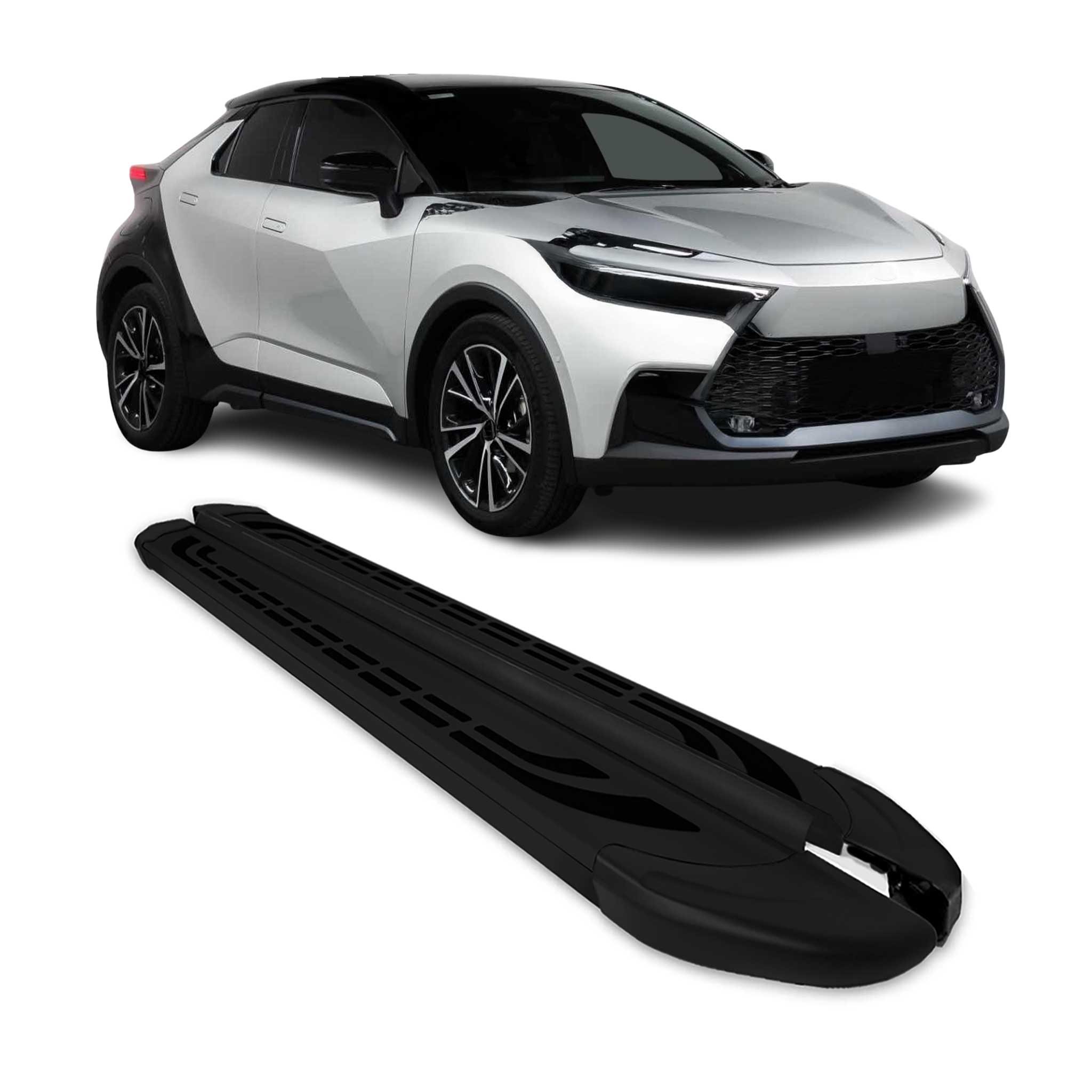 Marchepieds latéraux pédale pour Toyota C-HR AX20 2023-2026 Aluminium Noir 2Pcs