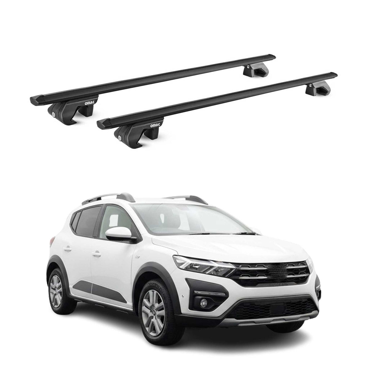 Barres de toit transversales pour Dacia Sandero Stepway 2020-2027 Alu Noir ABE
