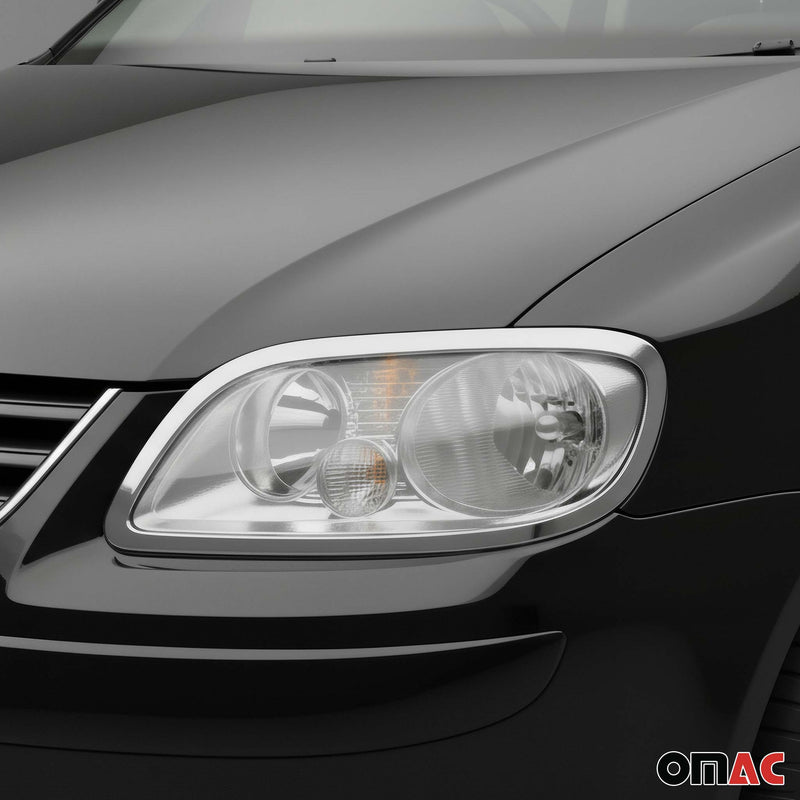 Cadre phare avant pour VW Caddy 2003-2010 en acier inox Chromé