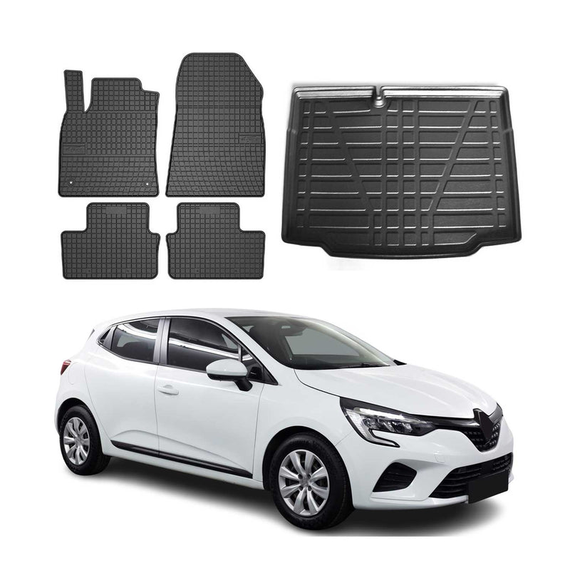 Kit Tapis de sol et coffre pour Renault Clio 2019-2024 HB TPE Noir