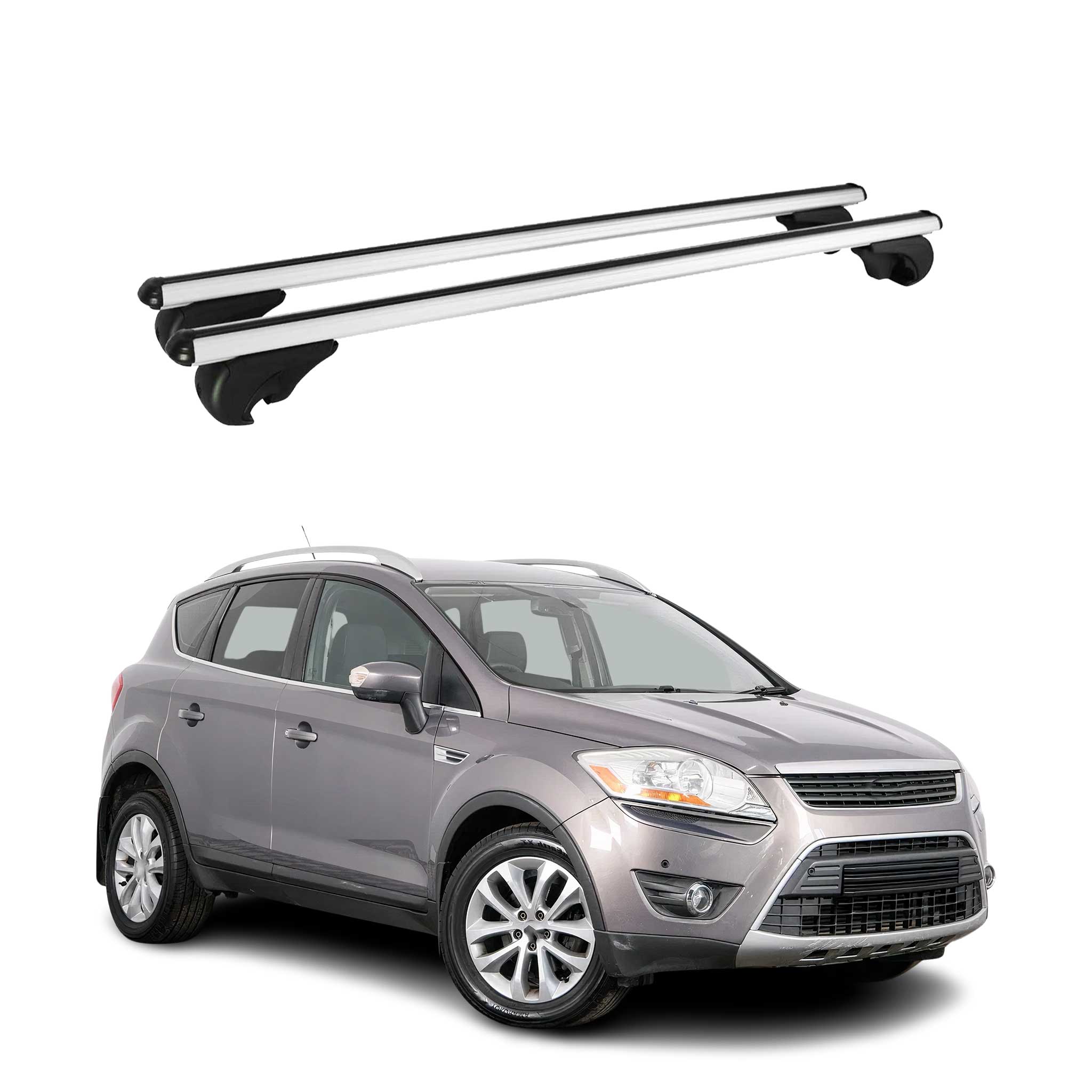 Barres de toit Transversales pour Ford Kuga I 2008-2012 Aluminium Argent