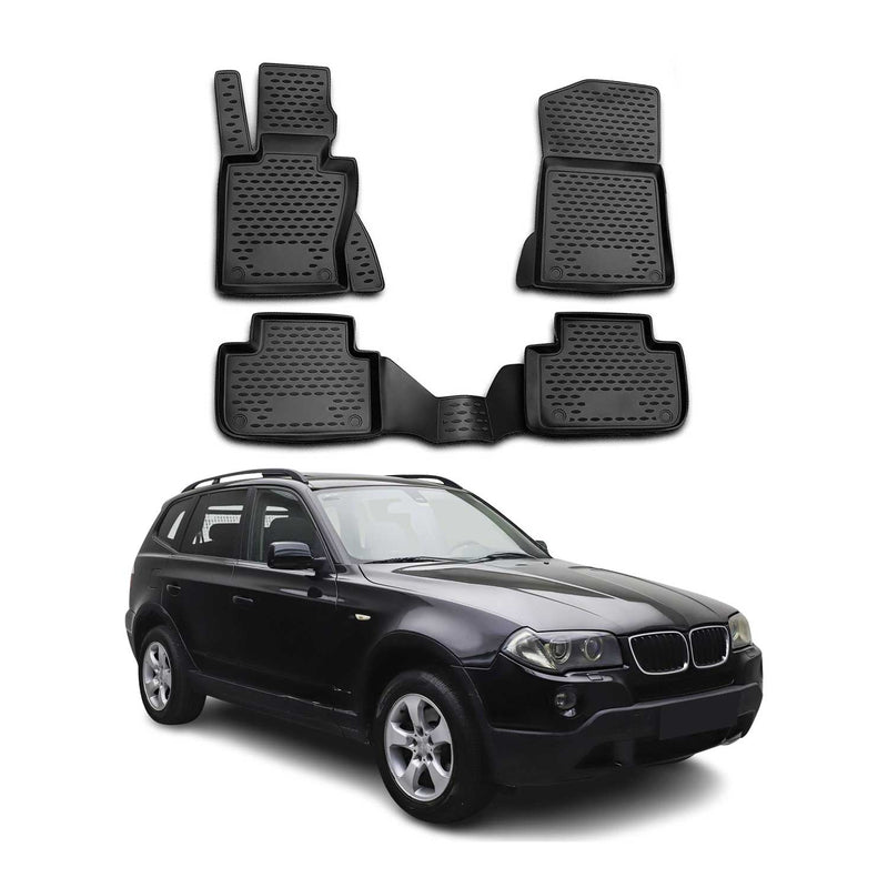 OMAC 3D Tapis de sol pour BMW X3 E83 2003-2010 en caoutchouc Noir