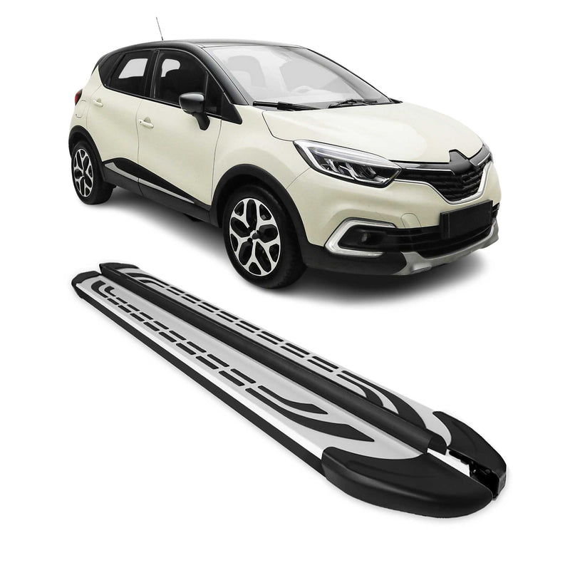 Marchepieds Latéraux pour Renault Captur 2013-2024 Aluminium Gris Noir 2x