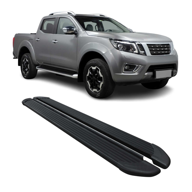 Marchepieds Latéraux pour Nissan Navara D23 Double Cab  2016-2025 Noir Alu 2Pcs