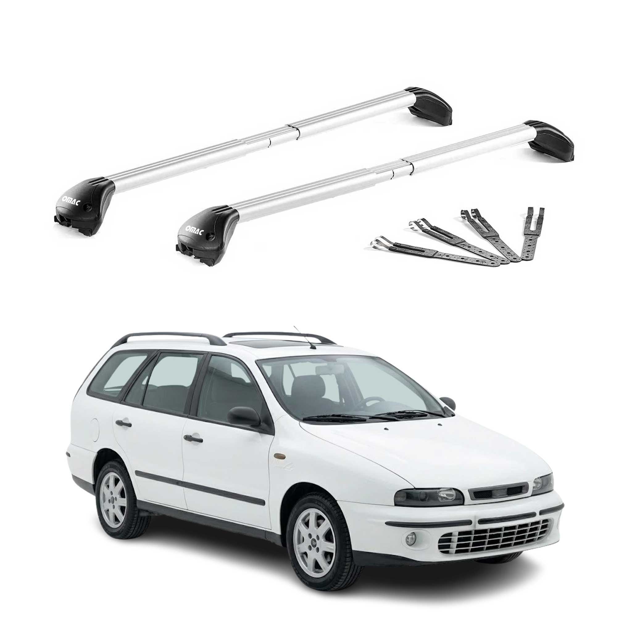 Barres de toit pour Fiat Marea Marengo 1996-2002 Alu Gris Argenté 2 pièces ABE