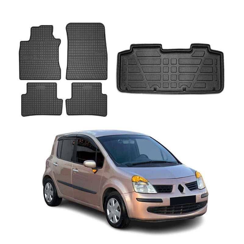 Kit Tapis de sol et coffre pour Renault Modus 2005-2013 TPE Noir