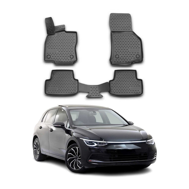 Tapis de Sol pour VW Golf 8 2019-2025 Caoutchouc TPE Noir 4x