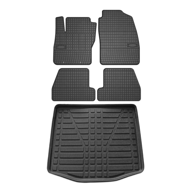 Kit Tapis de sol et coffre pour Ford Focus mk3 2011-2018 Berline TPE Noir