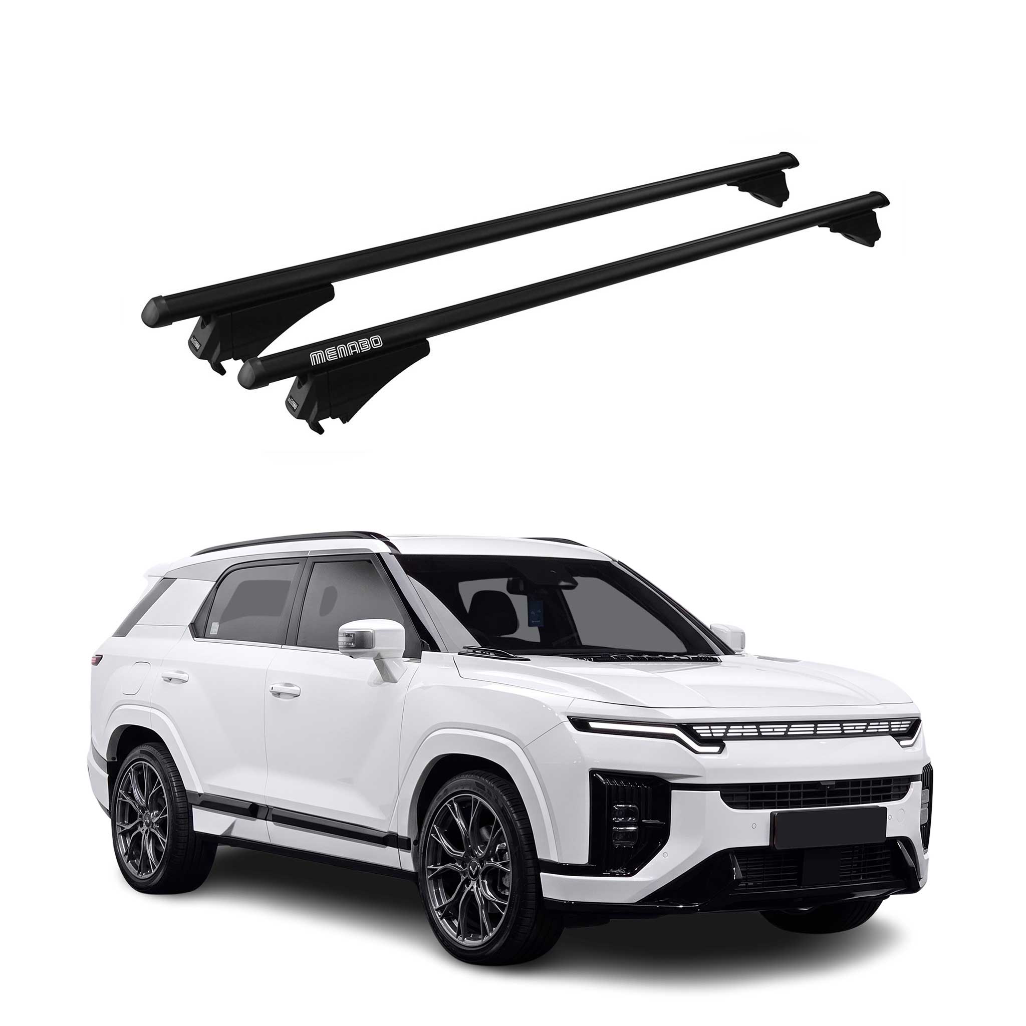 Tiger Barres de toit transversales pour KGM Actyon 2024-2026 Aluminium Noir 2x