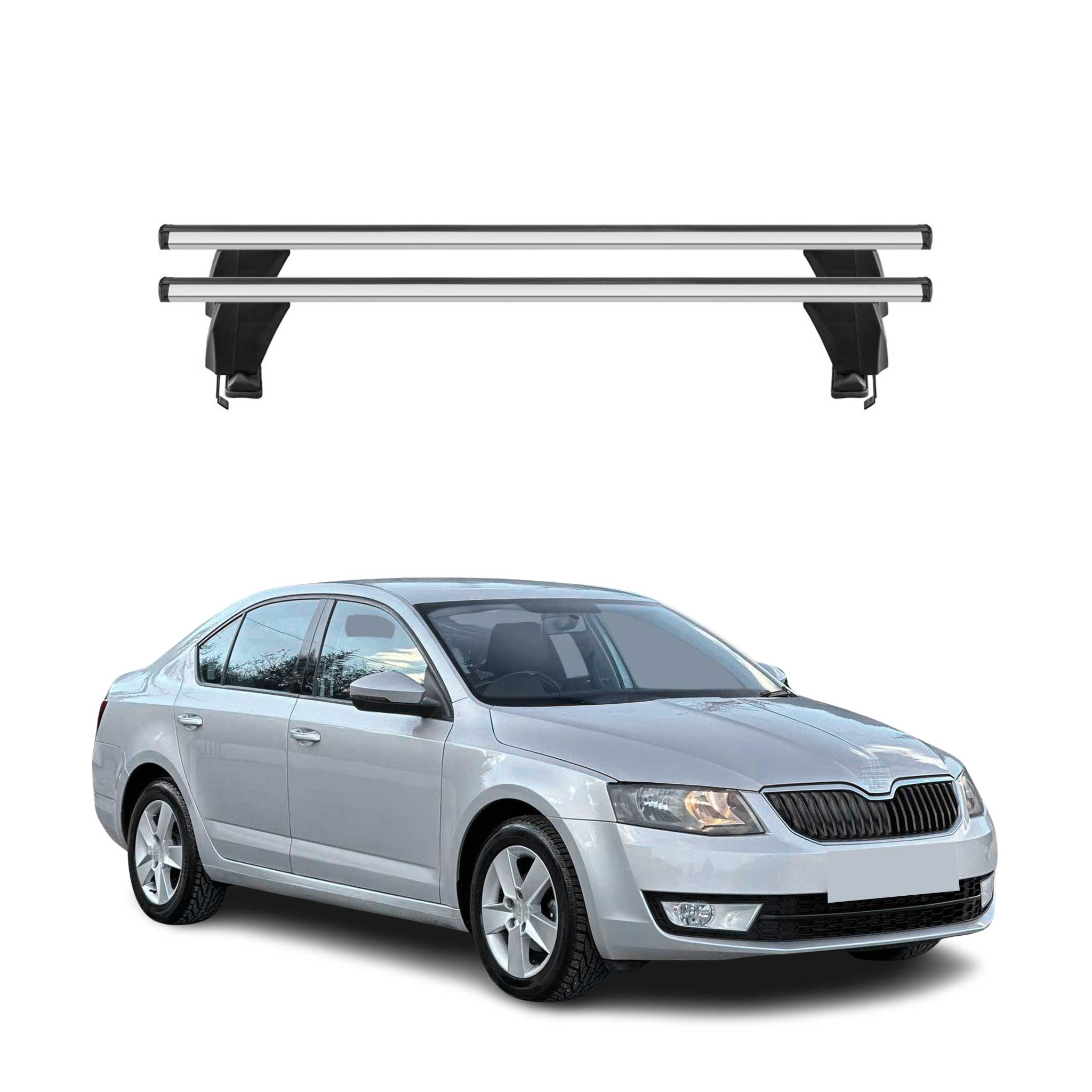 Menabo Barres de toit Transversales pour Skoda Octavia III 2013-2016 Alu Gris