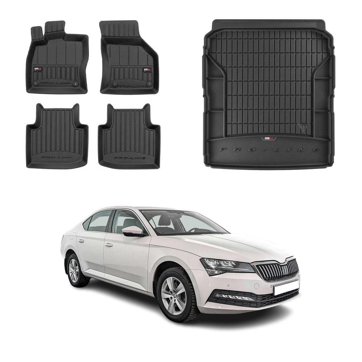 OMAC Kit Tapis de Sol et Coffre pour Skoda Superb Break 2015-2024