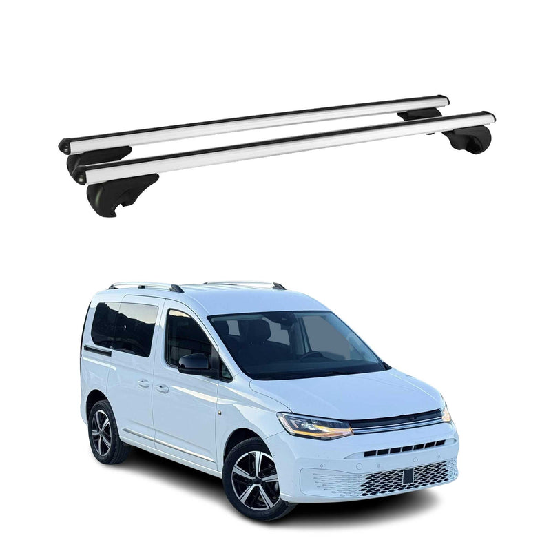 Barres de toit Transversales pour VW Caddy 2020-2024 Aluminium Argent