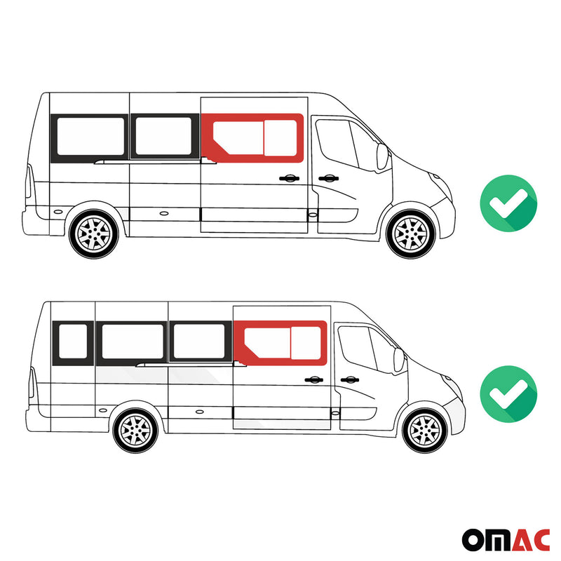 Vitre de Porte pour Opel Movano 2010-2023 Droit coulissante L2 L3 L4 H2