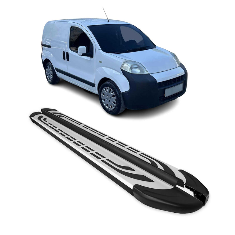 Marchepieds Latéraux pour Peugeot Bipper 2008-2021 Aluminium Gris Noir 2x