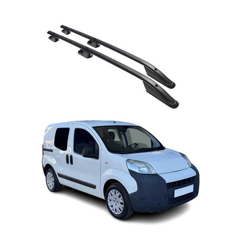 Barres de toit longitudinales pour Citroen Nemo / Fiorino 2008-2022 Alu Noir 2x