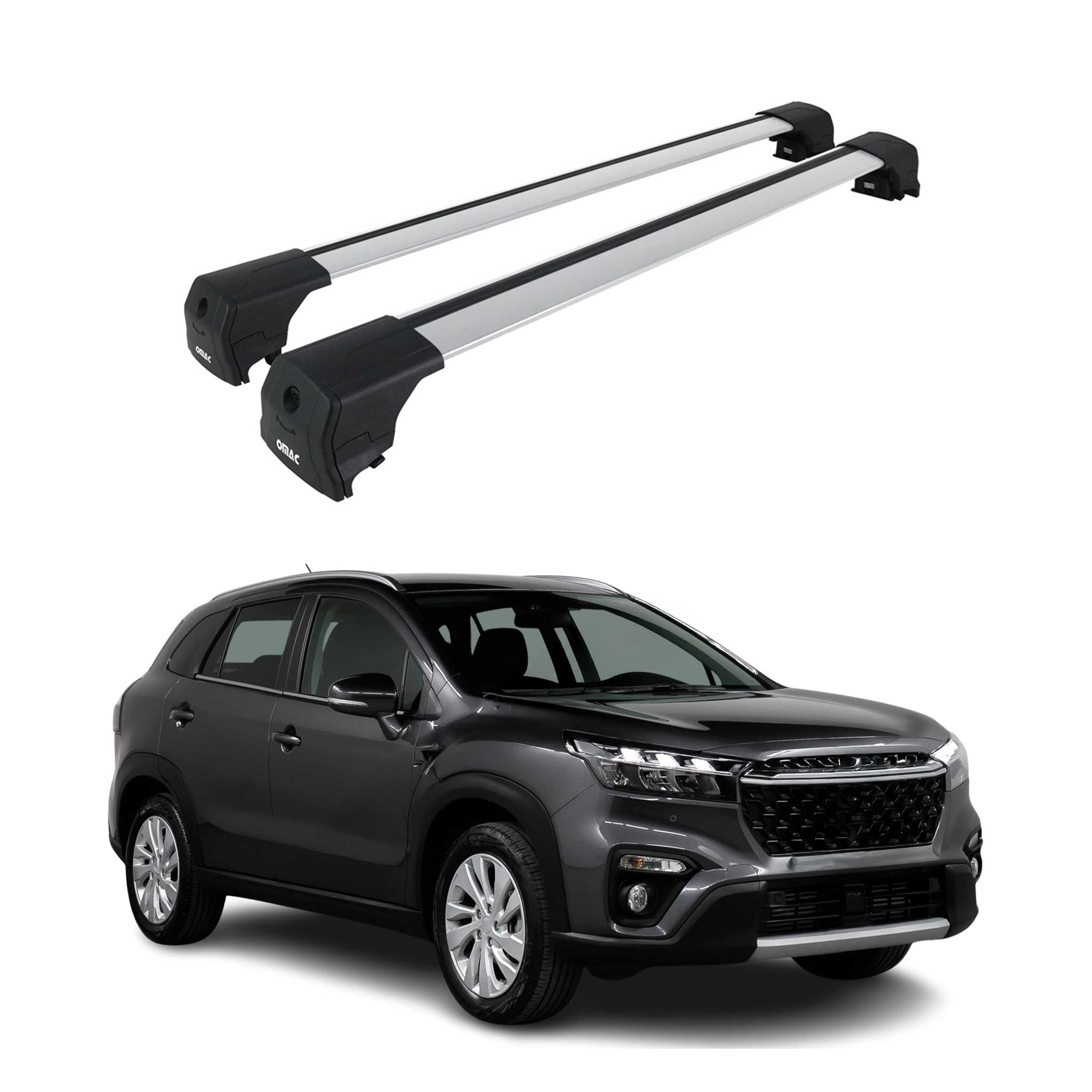 Barres De Toit Transversales pour Suzuki SX4 S-Cross 2021-2026 Alu Gris ABE