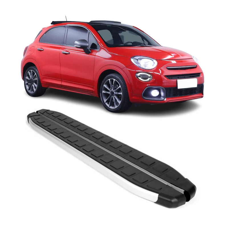 Marchepieds Latéraux pédale pour Fiat 500X 2015-2025 Aluminium Noir Gris 2Pcs