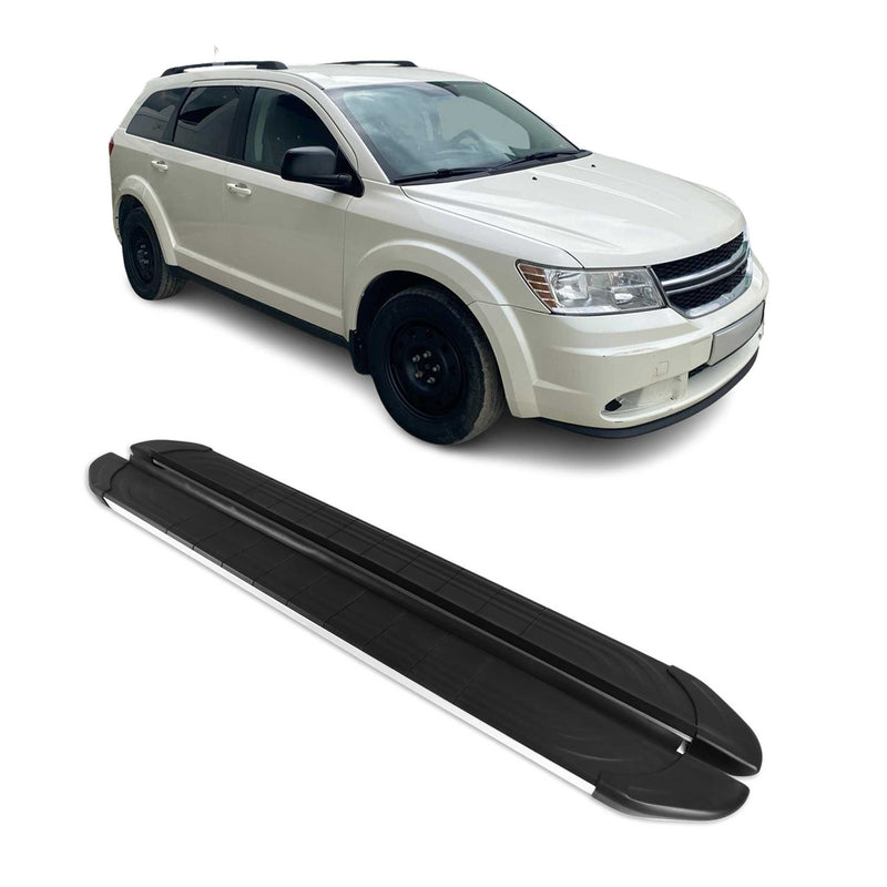 Marchepieds Latéraux pour Dodge Journey 2008-2024 Aluminium Gris Noir 2Pcs