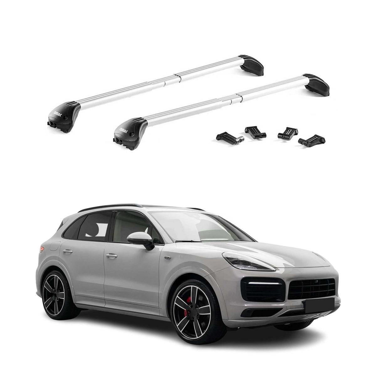 Barres de toit transversales pour Porsche Cayenne PO536 2019-2026 Alu Gris ABE