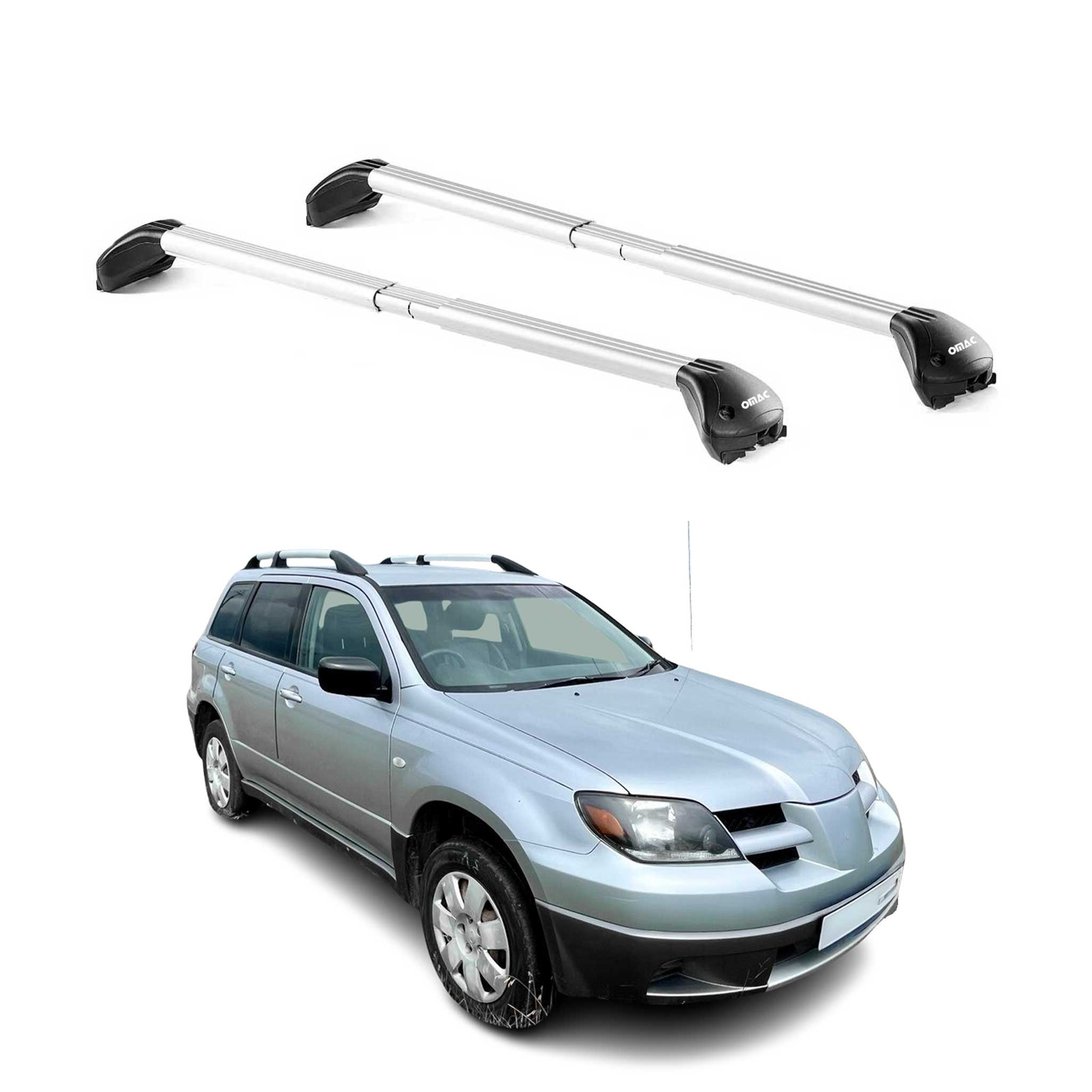 Barres de toit pour Mitsubishi Outlander CU 2003-2007 5P Gris Argenté 2x ABE