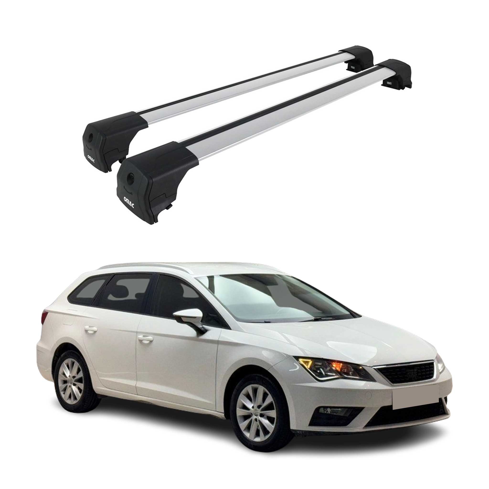 Barres De Toit Transversales pour Seat Leon III Kombi 2014-2020 FL Alu Gris 2Pcs