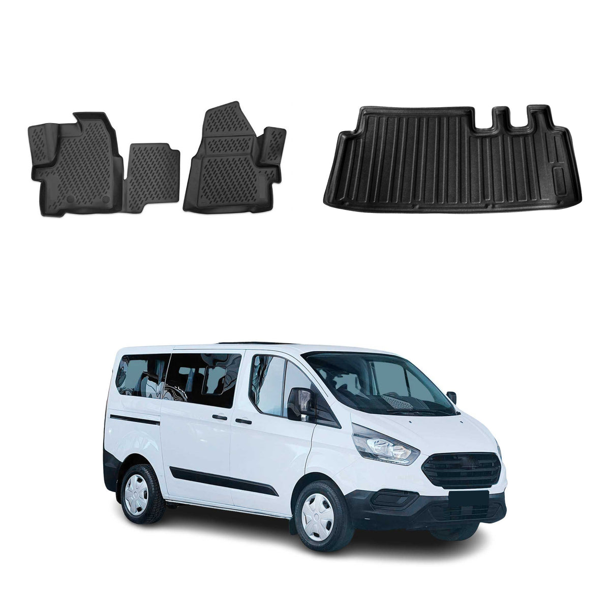 OMAC Kit Tapis de Sol et Coffre pour Ford Tourneo Custom 2013-2024 L2 Long