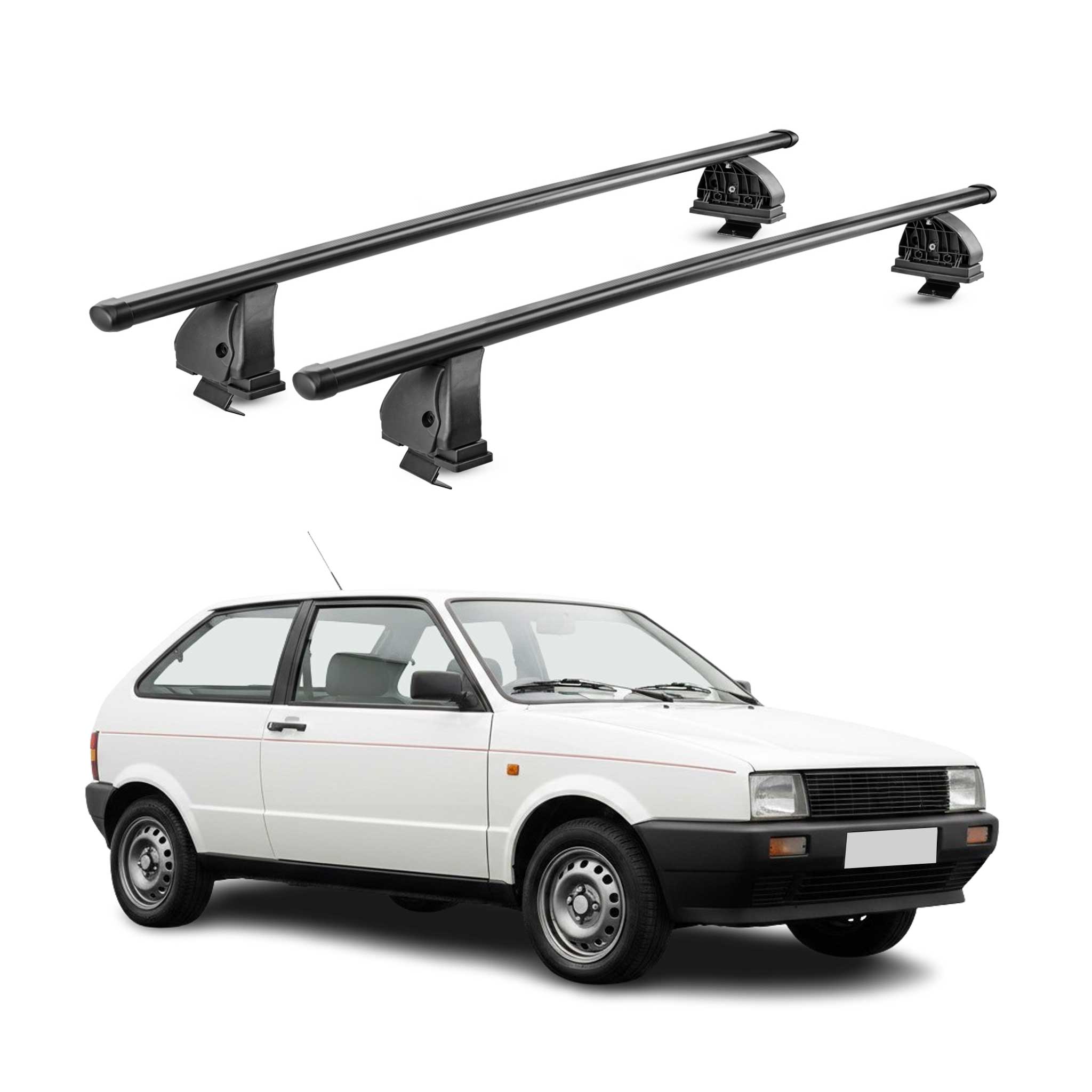 Barres de toit transversales acier pour Seat Ibiza I 1984-1993 TÜV 75 kg Noir 2x