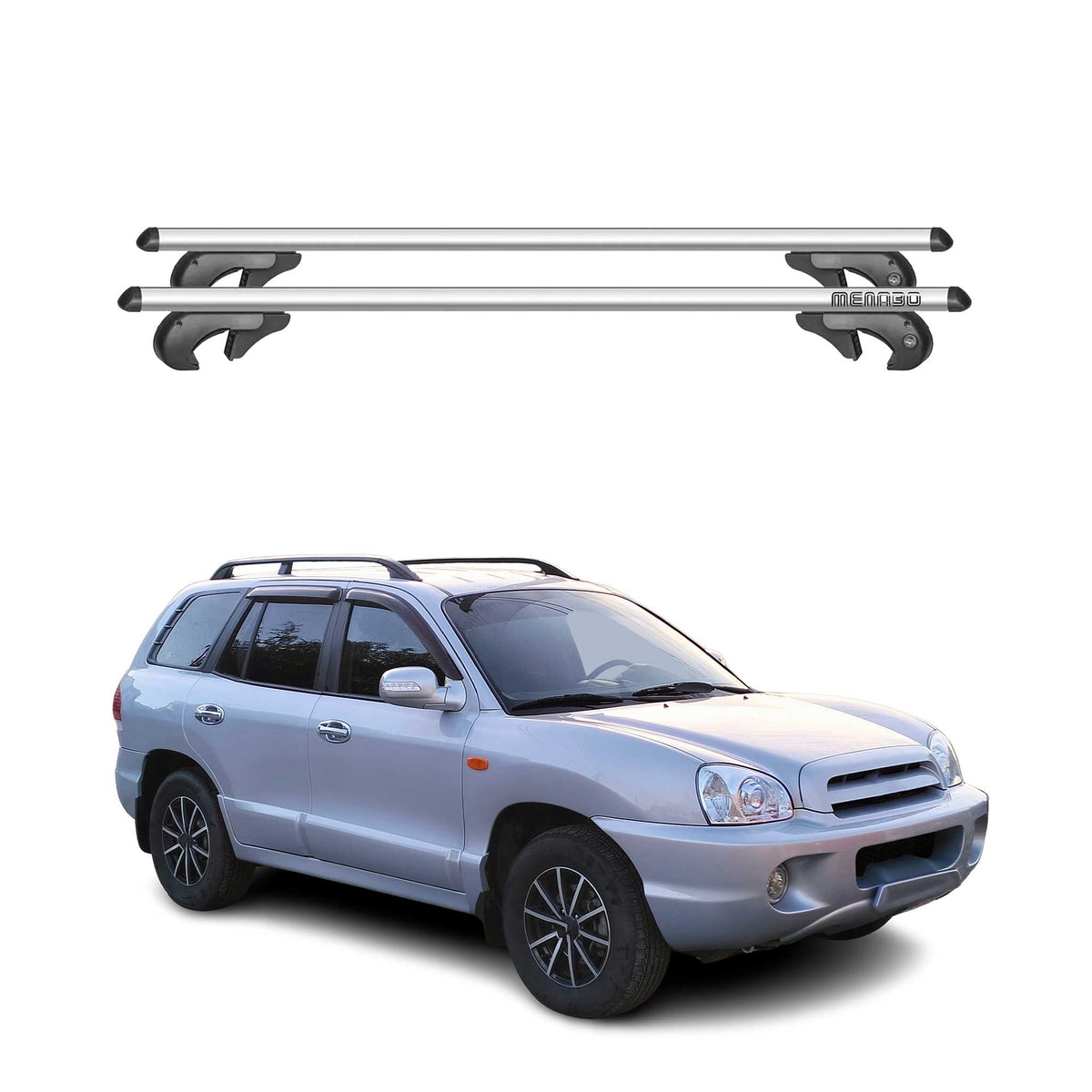 Barres de toit transversales pour Hyundai Sante Fe 2006-2012 90kg Aluminium Gris