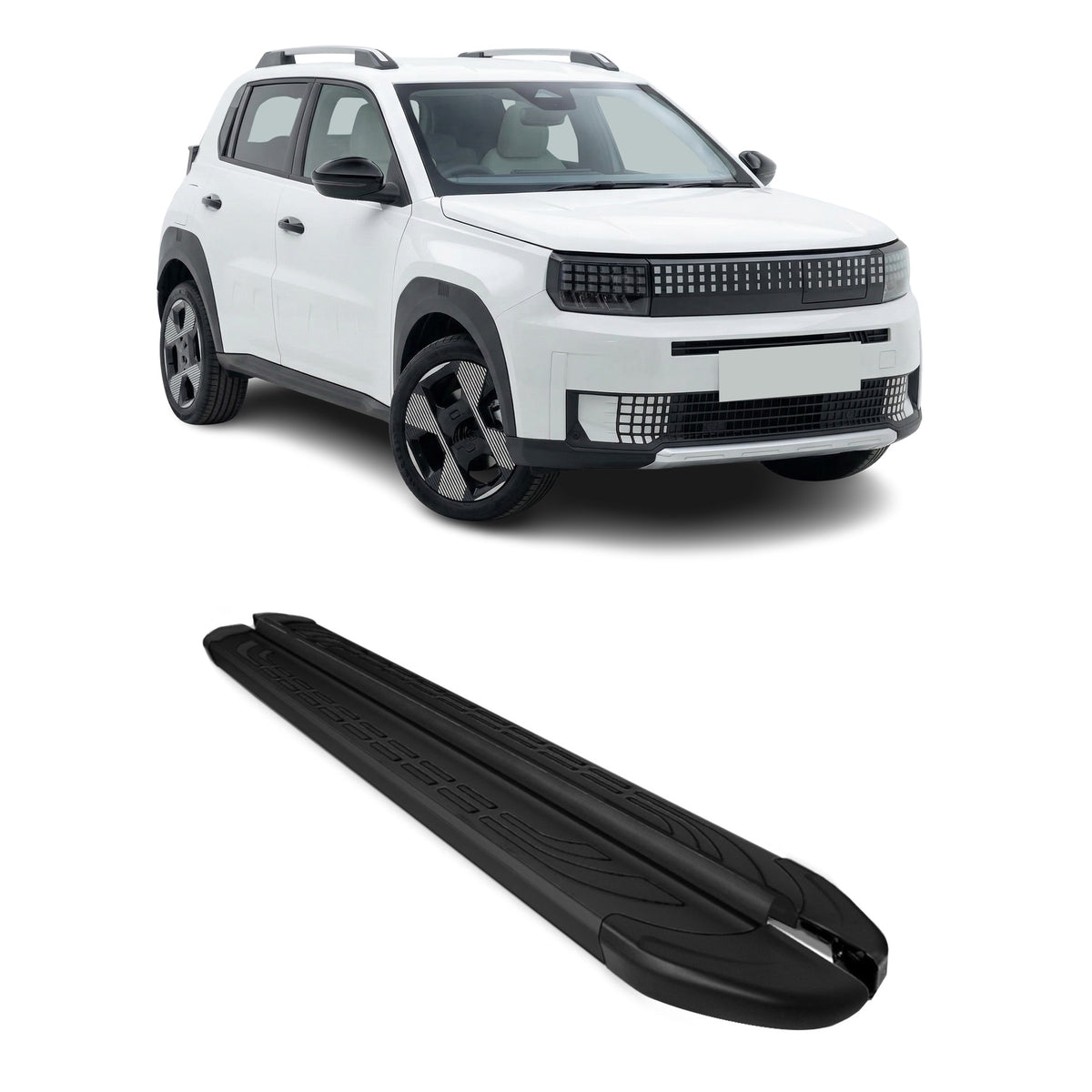 Marchepieds latéraux pédale pour Fiat Grande Panda 2024-2026 Aluminium Noir 2Pcs