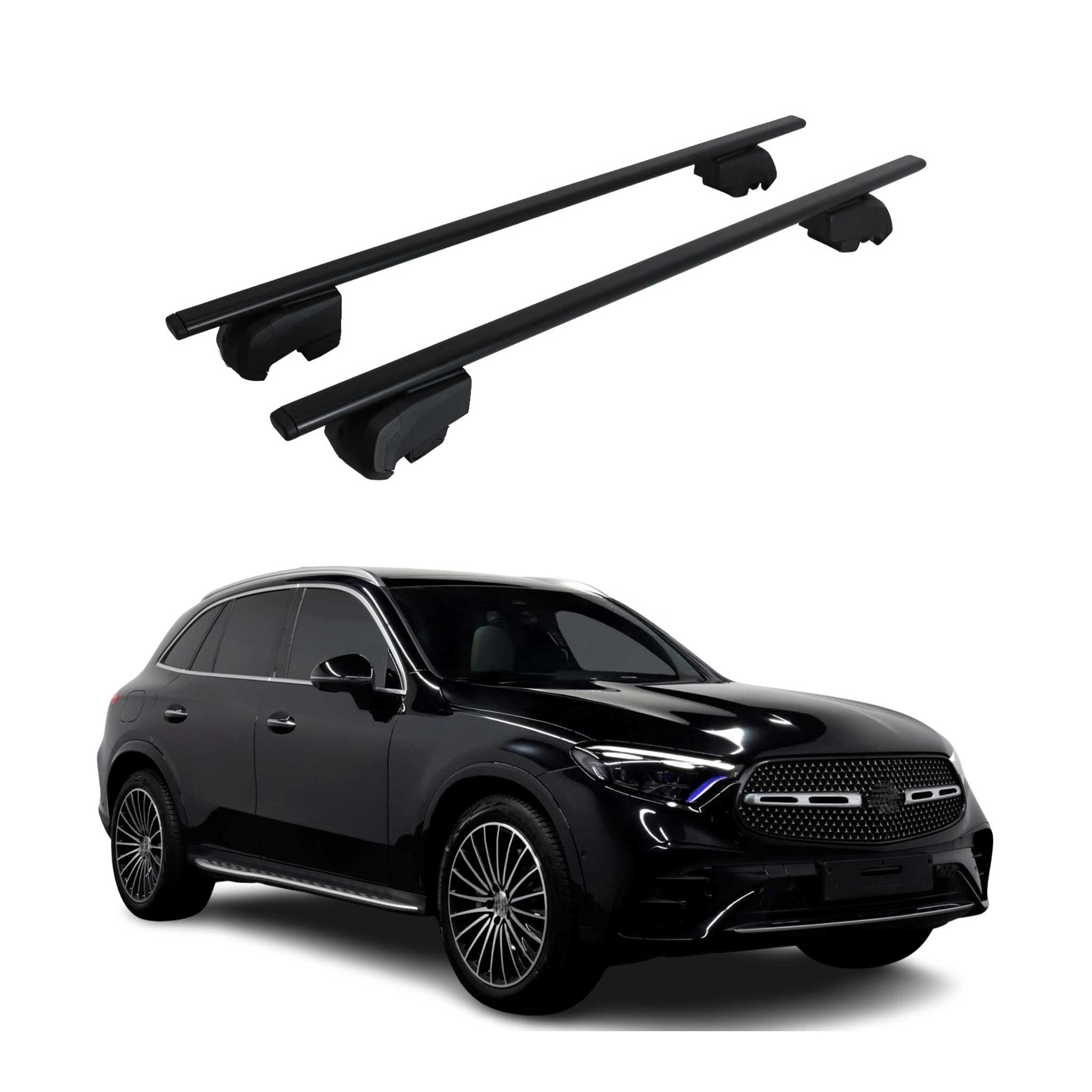 Barres de toit Transversales pour Mercedes GLC 2022-2026 Fer Noir ABE