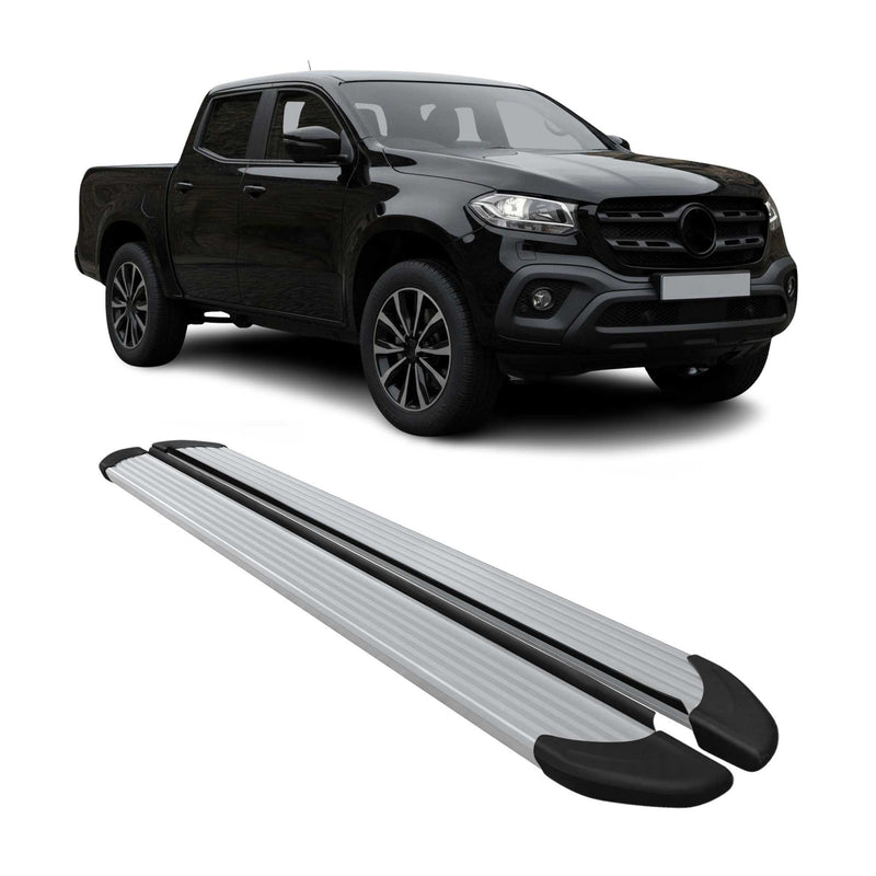 Marchepieds Latéraux pour Mercedes Classe X W470 2017-20 DoubleCab Alu Gris 2Pcs