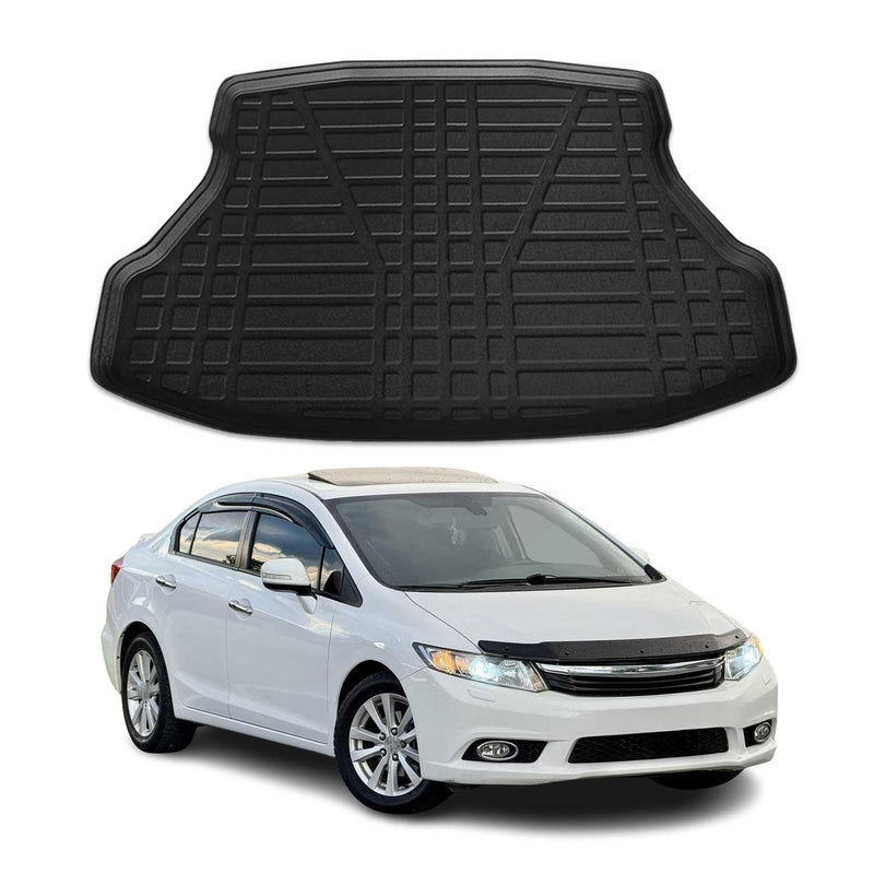 Tapis de Coffre pour Honda Civic 2012-2016 Berline en TPE Noir