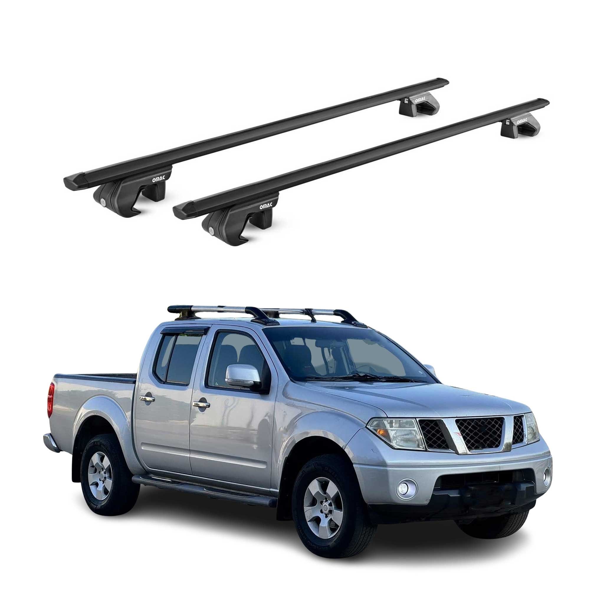 Barres de toit transversales pour Nissan Navara D40 2004-2015 4 P Noir 2x ABE