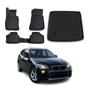 Kit Tapis de sol et coffre pour BMW X1 E84 2009-2015 en Caoutchouc TPE Noir