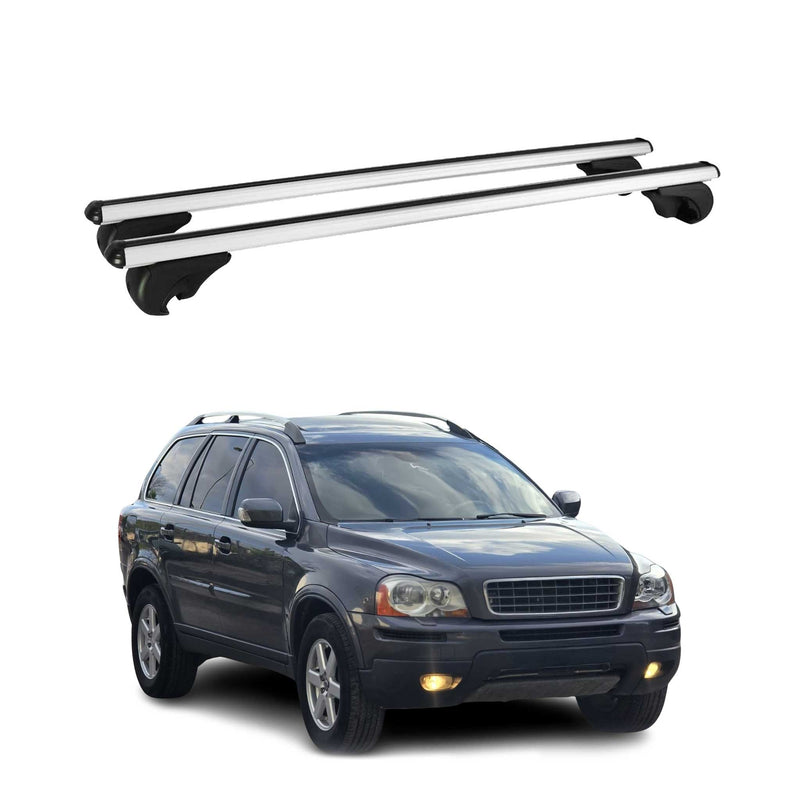 Barres de toit Transversales pour Volvo XC90 I 2002-2014 Aluminium Argent