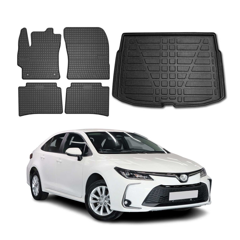 Kit Tapis de sol et coffre pour Toyota Corolla 2019-2024 Berline TPE Noir