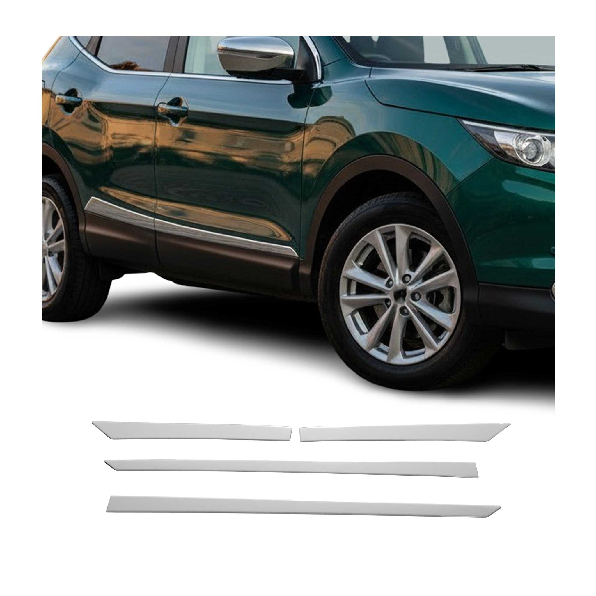 Garniture Baguette de porte latérale pour Nissan Qashqai J11 2014-2021 inox 4Pcs