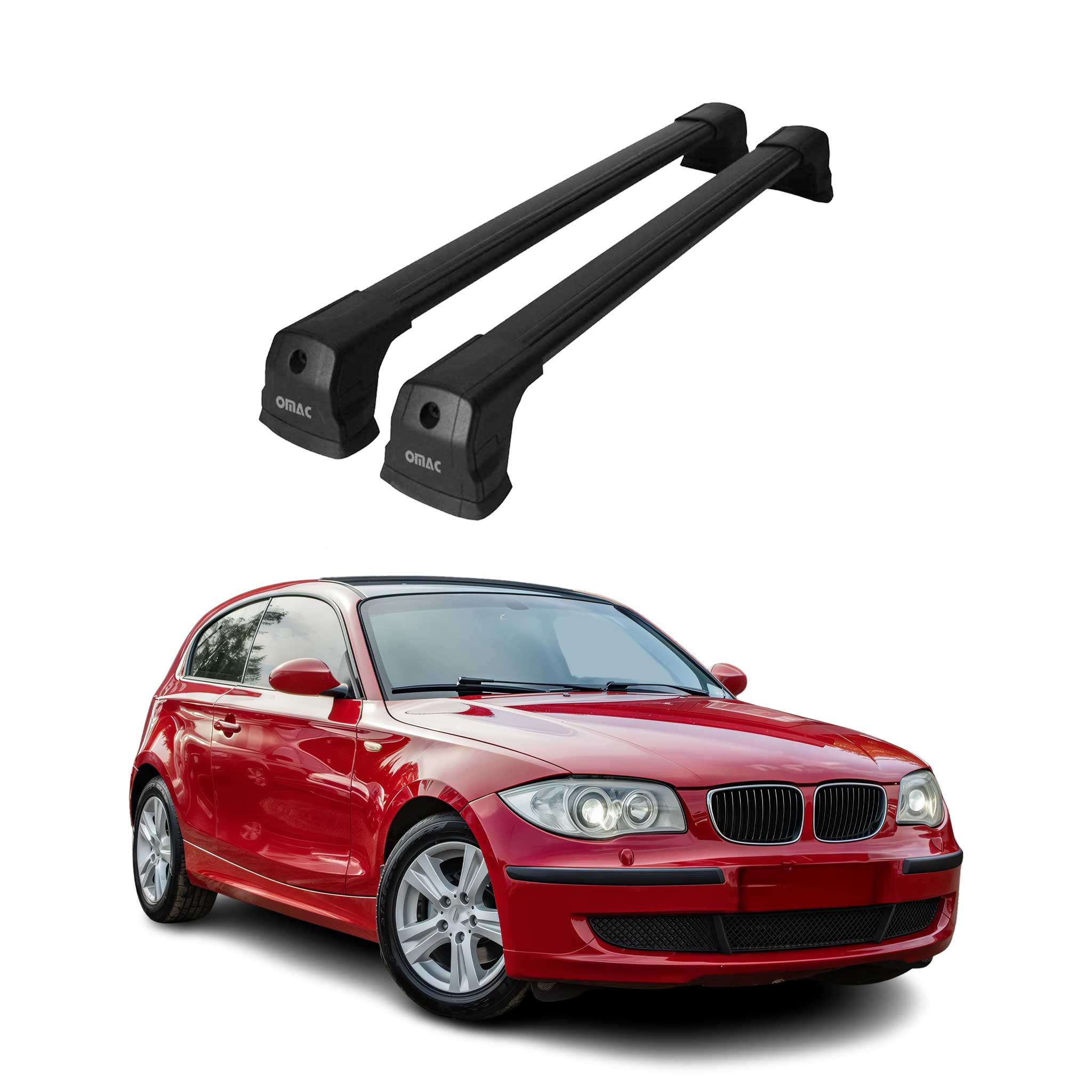 Barres de toit transversales pour BMW Série 1 F20 2011-2019 Aluminium Noir