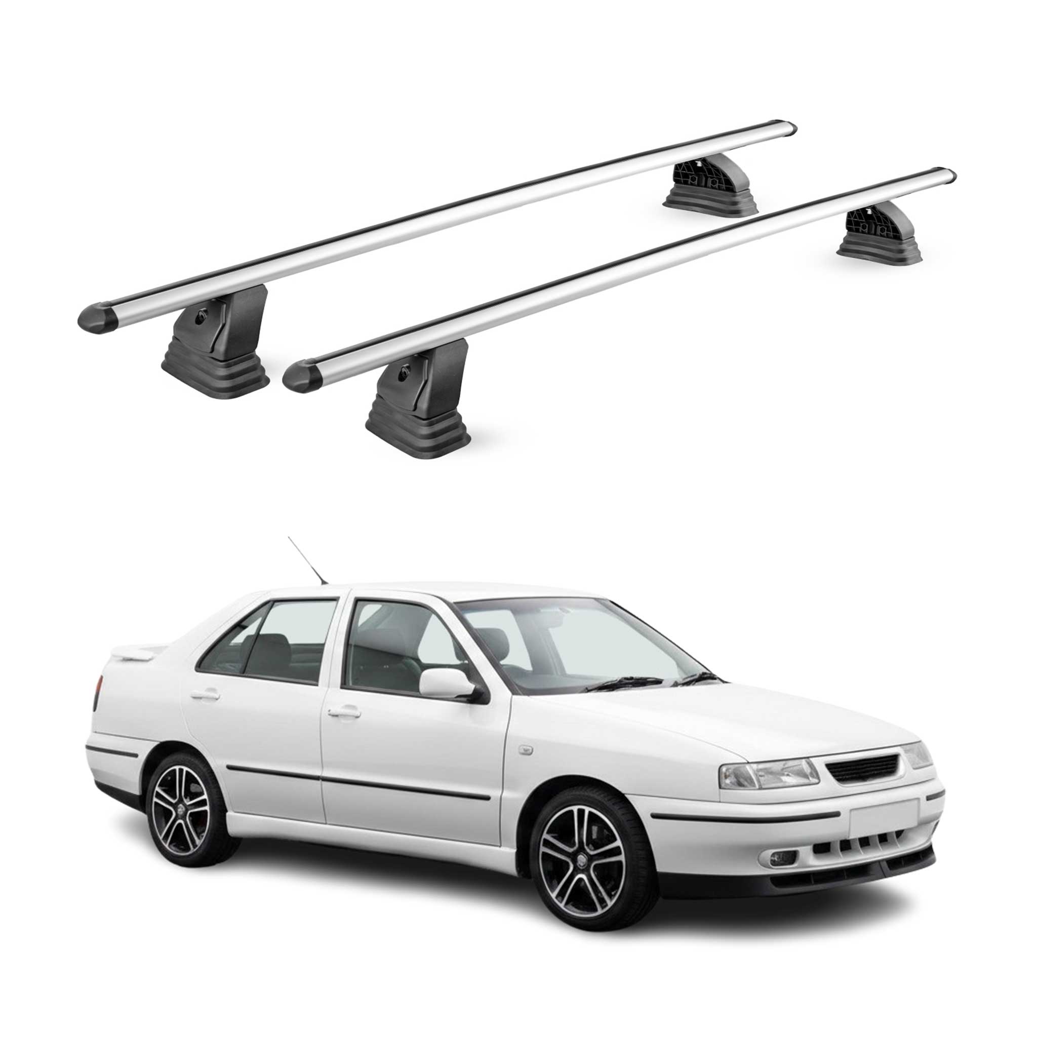 Barres de toit transversales Alu pour Seat Toledo I 1991-1999 TÜV 75 kg Gris 2x